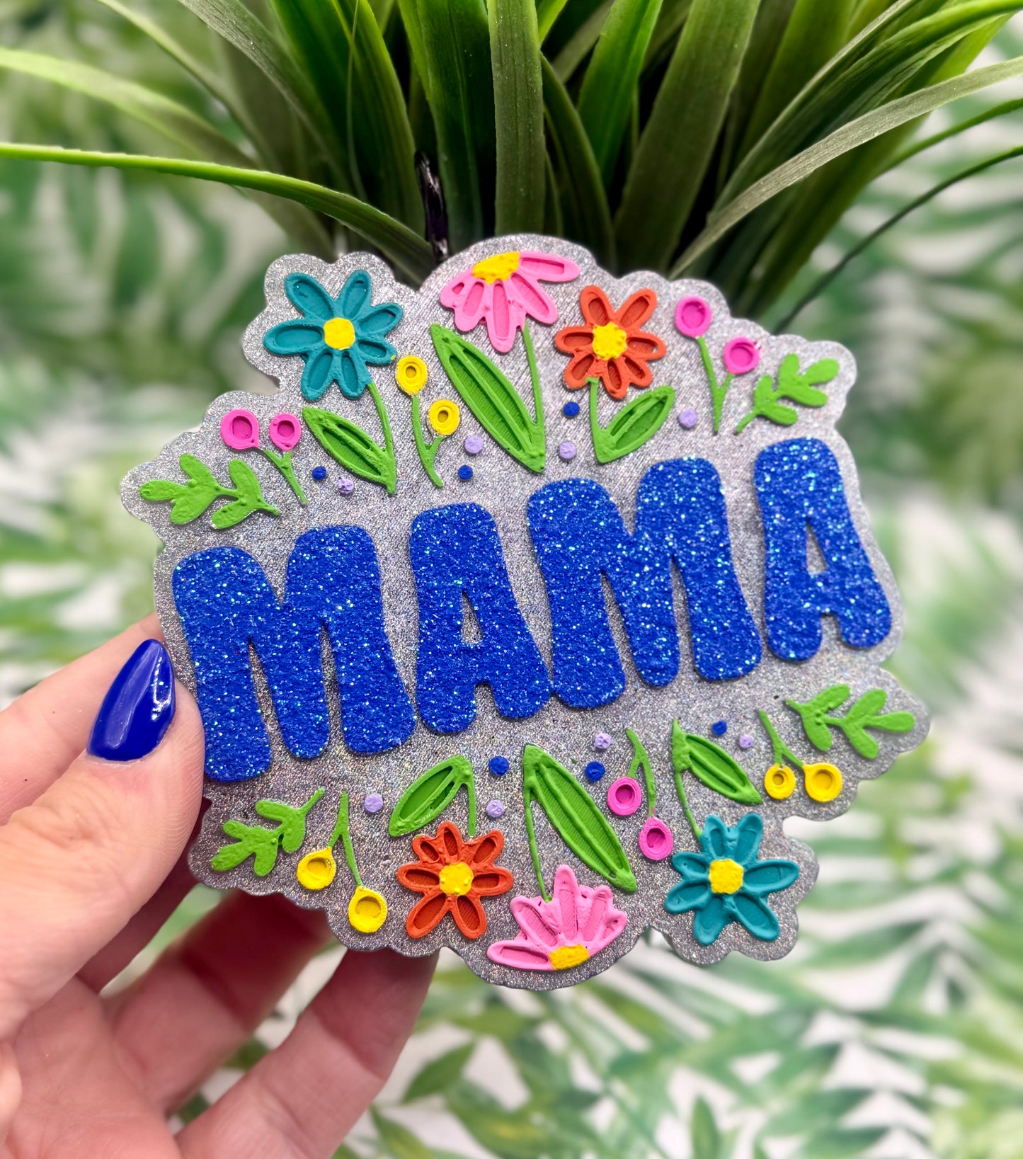 Mama with Flowers (Holographic Silver)