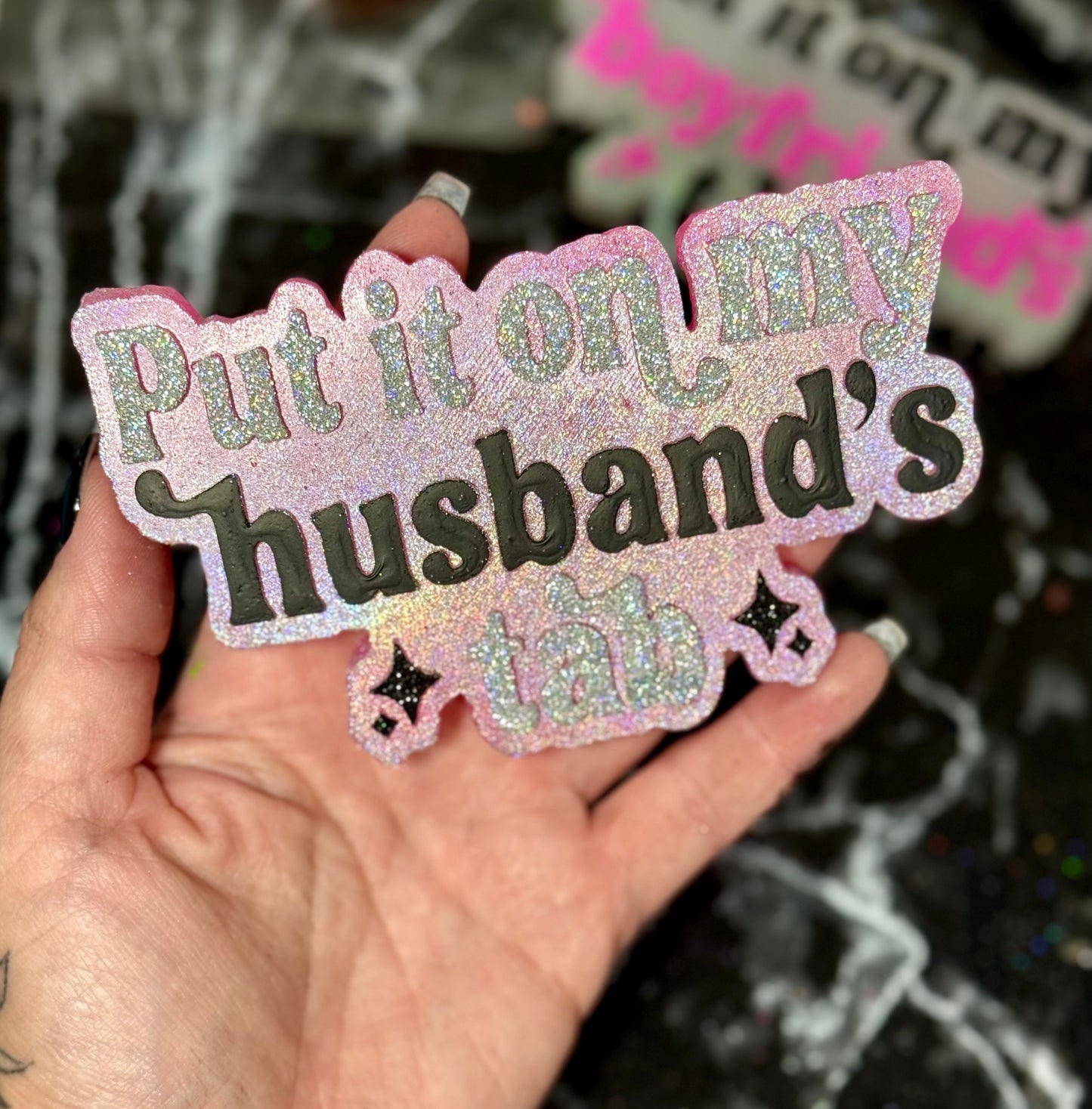 Put it on my husbands tab