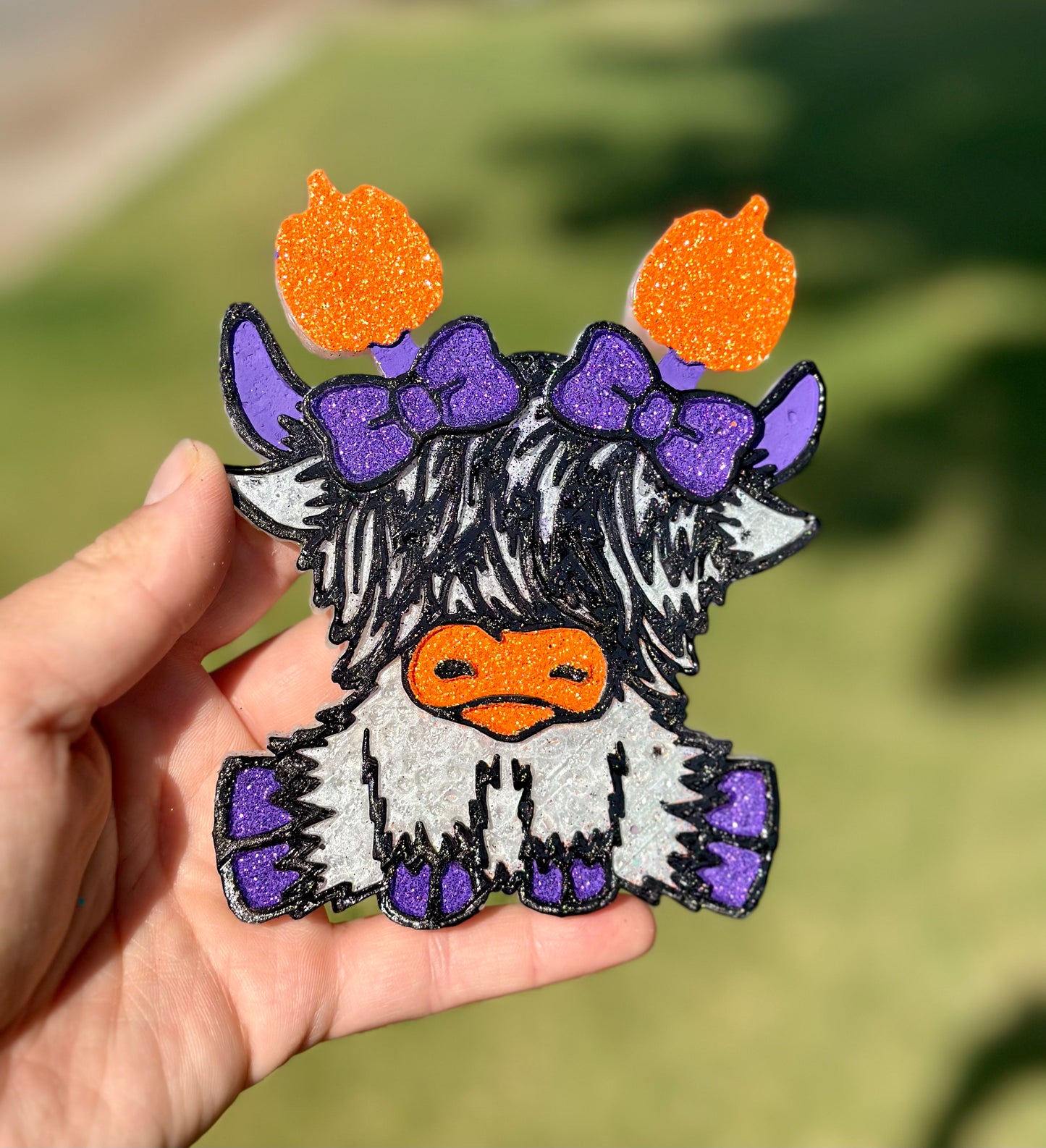 LHighland Cow w/Pumpkin Headband