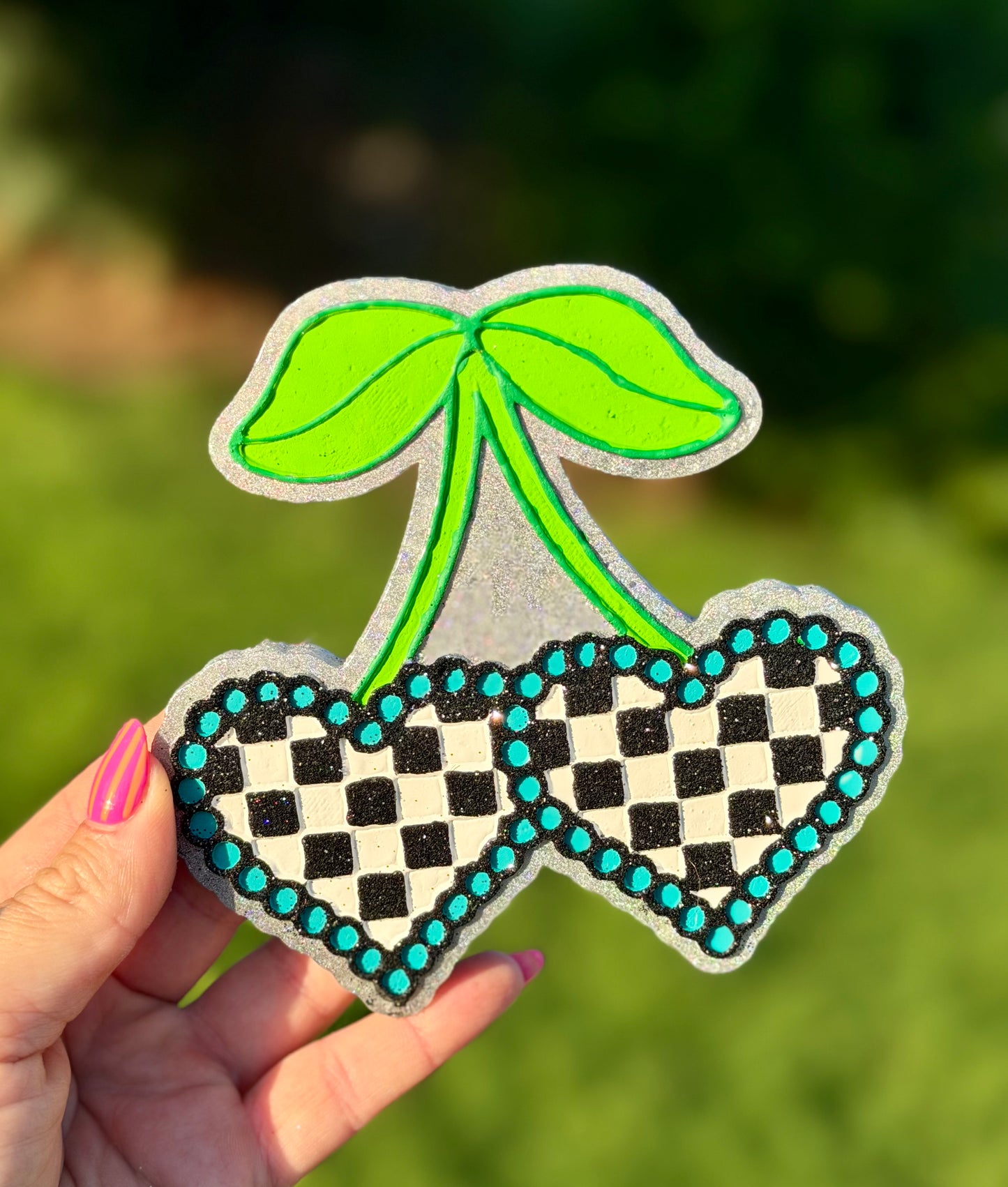 Checkered Hearts with Bow