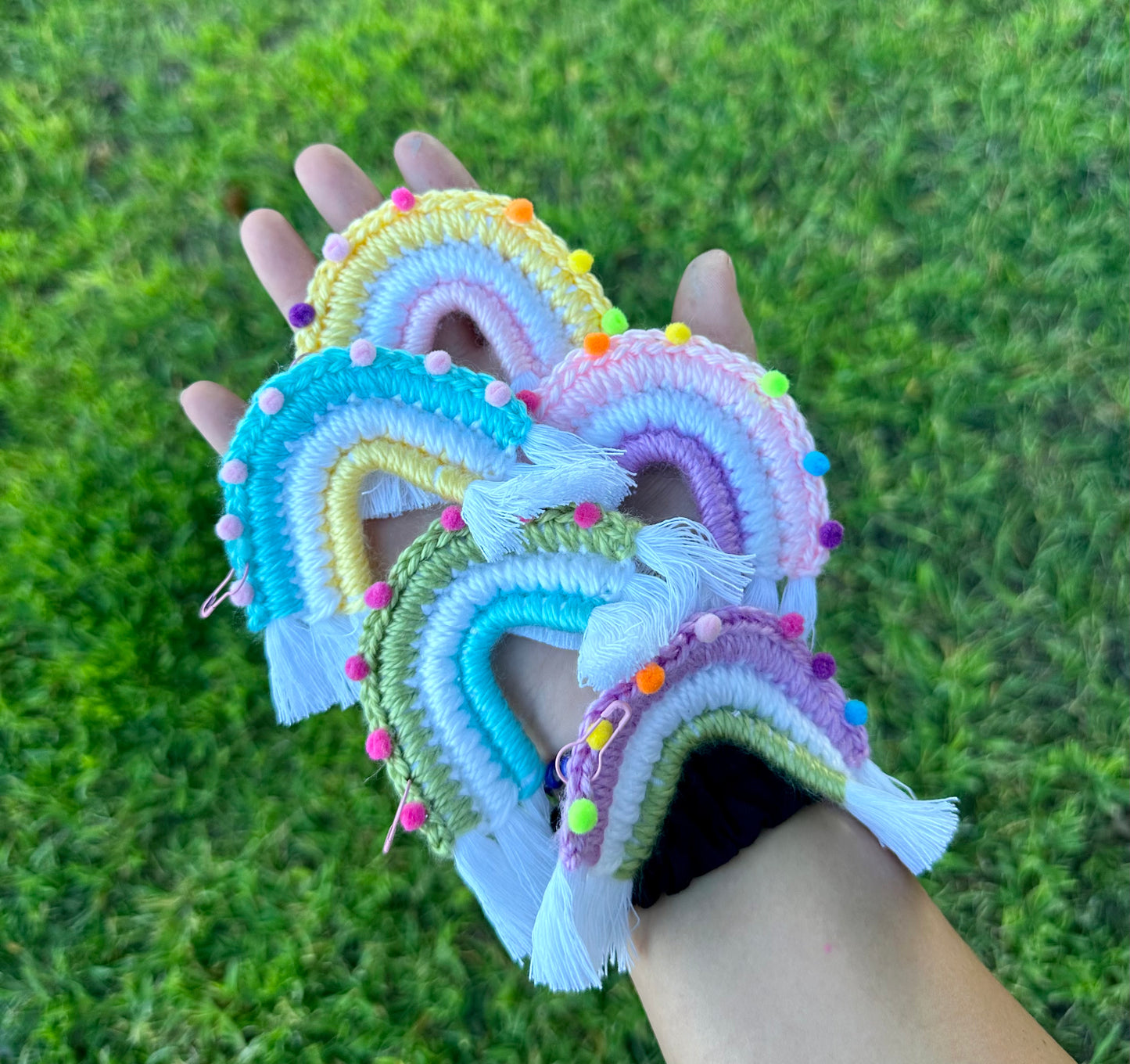 Rainbow Macrame Fridge Magnets