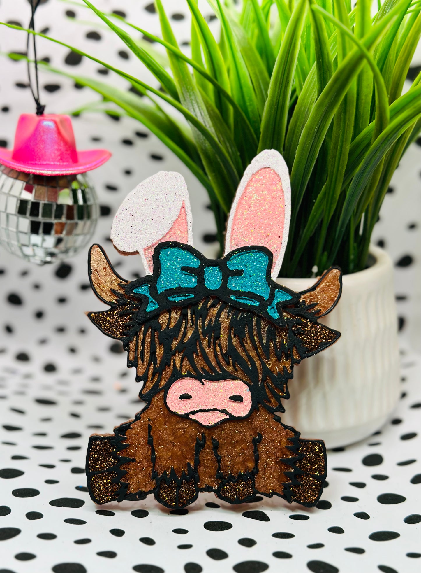 Highland Cow with Bunny Ears
