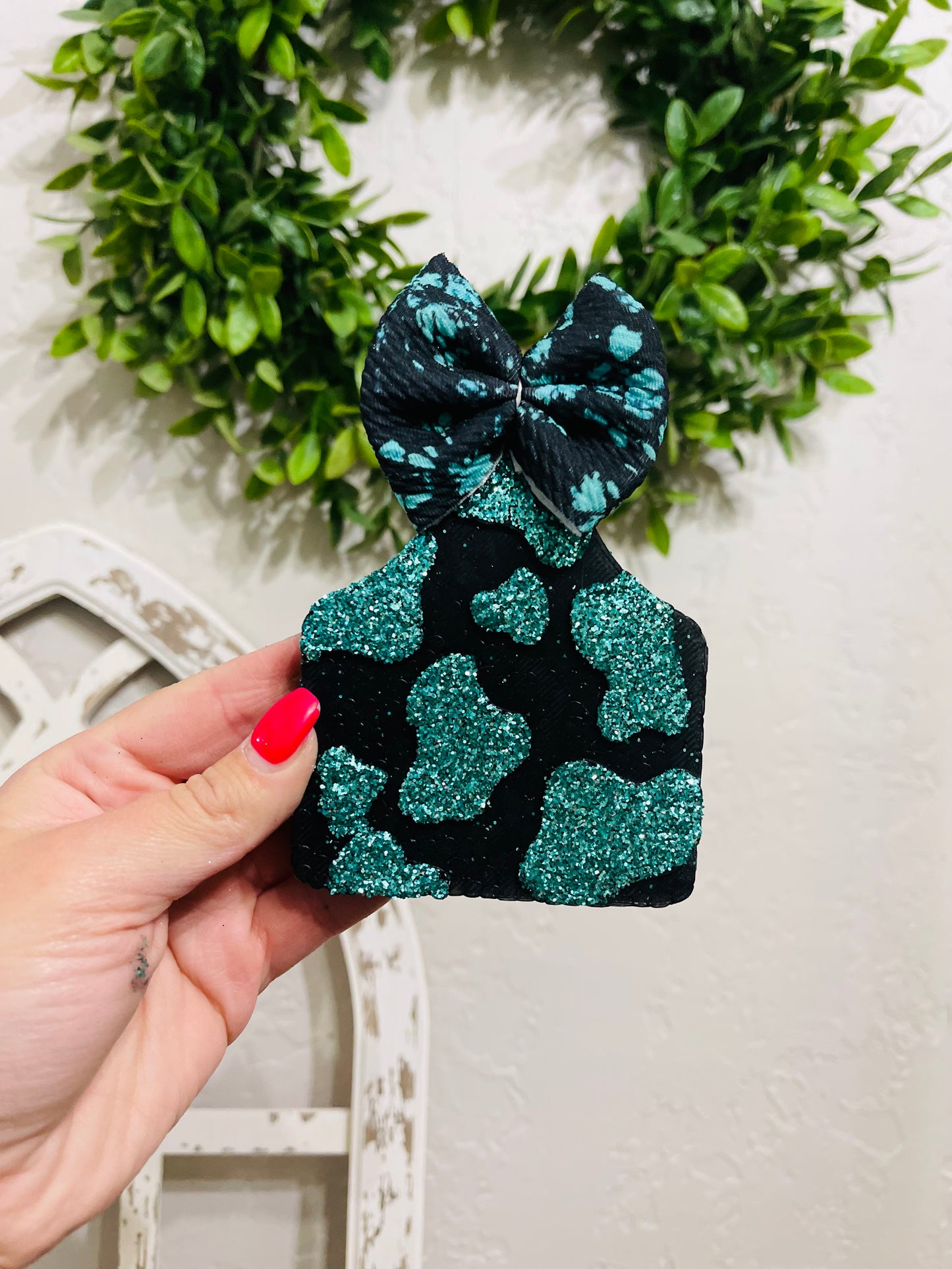Cow Print Cow Tag (does not come with bow, bow can be added in accessories)