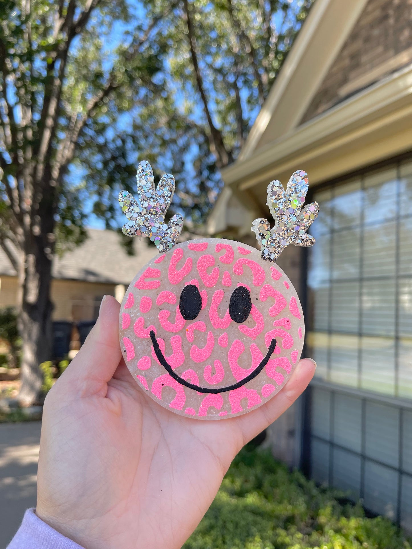 💗Pink Leopard Reindeer Smiley💗