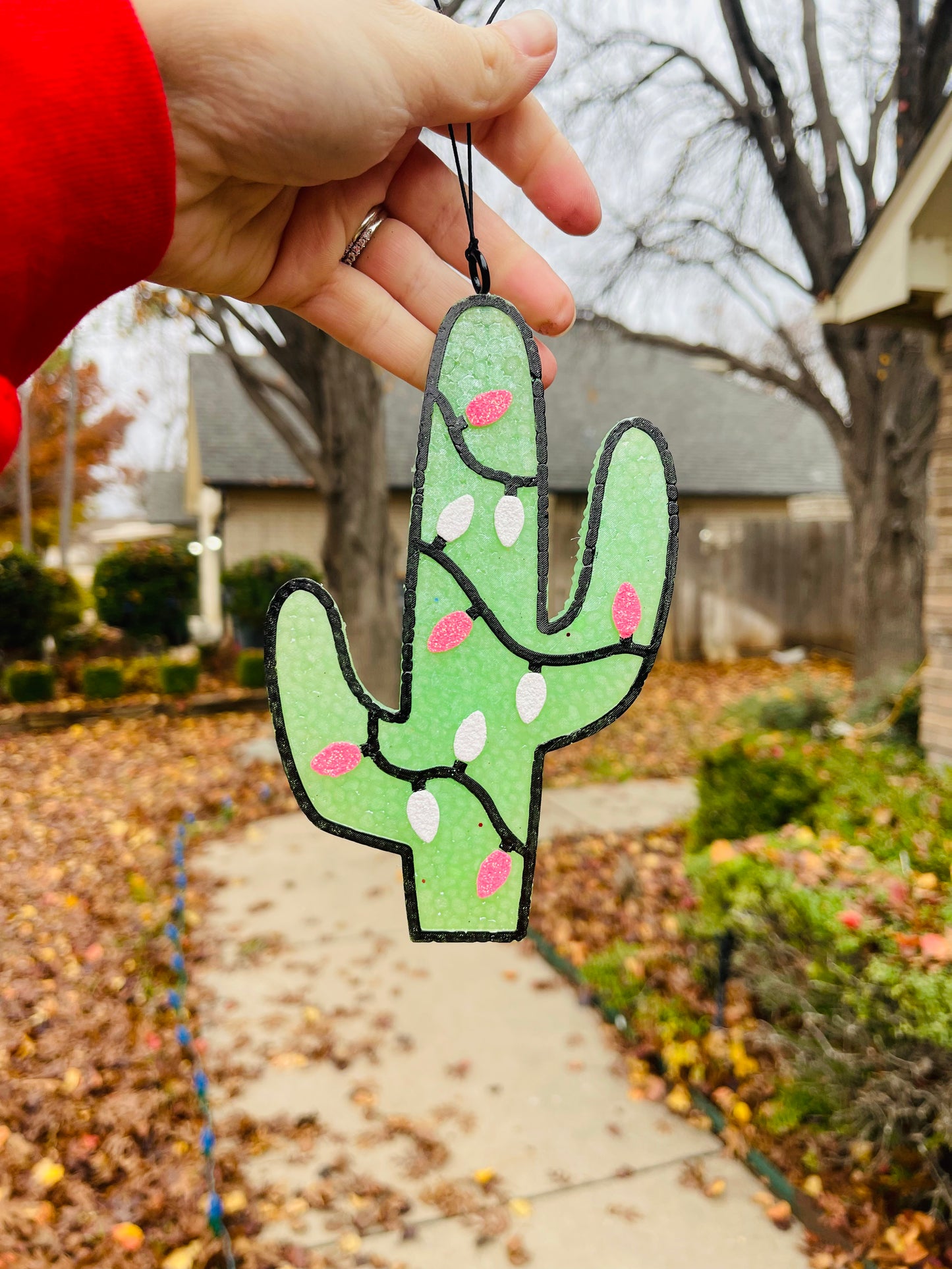 🌵LARGE Cactus with Christmas Pink/White Lights🌵