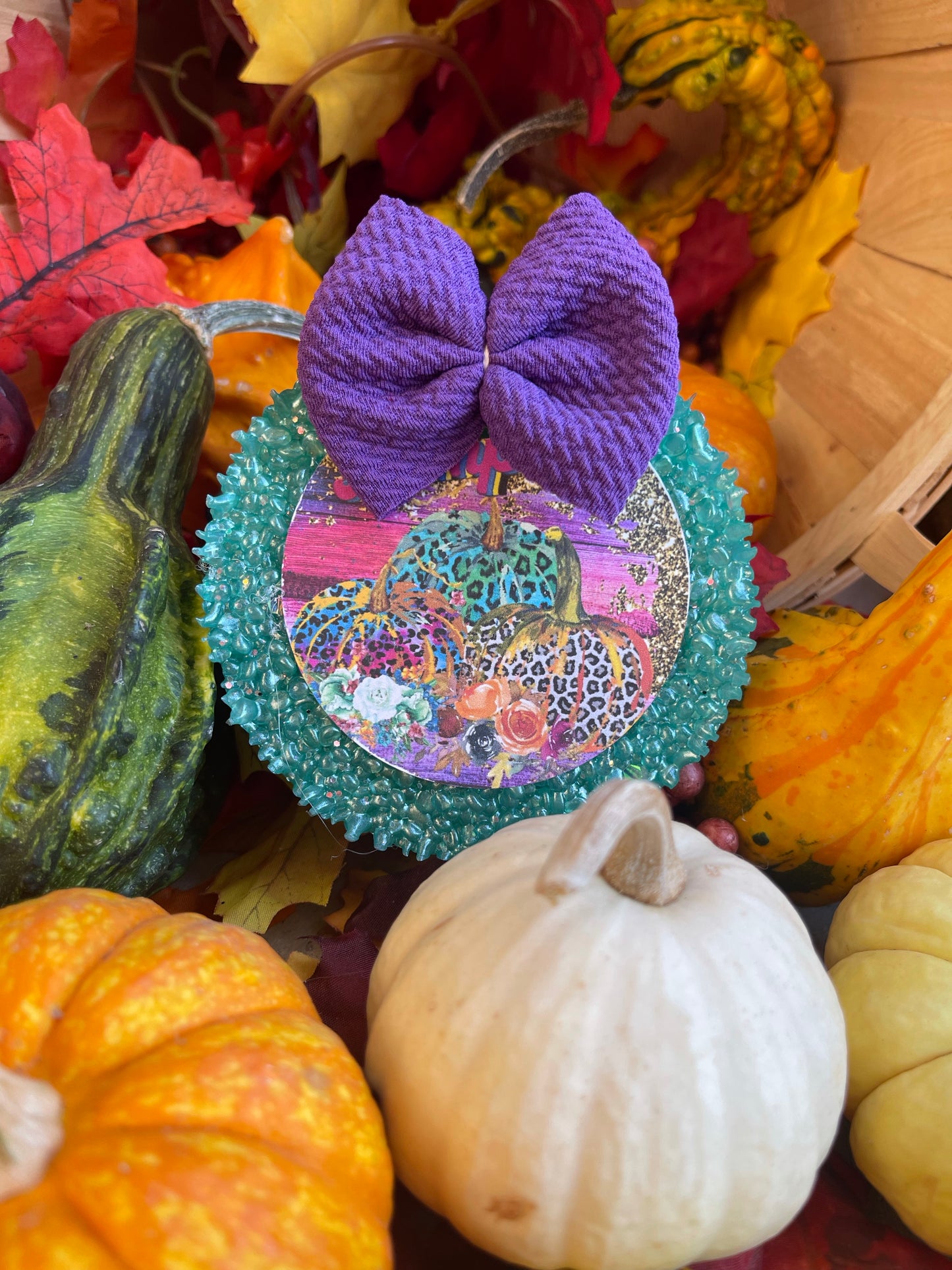 Teal and Purple Pumpkin Cardstock (Does not come with bow)