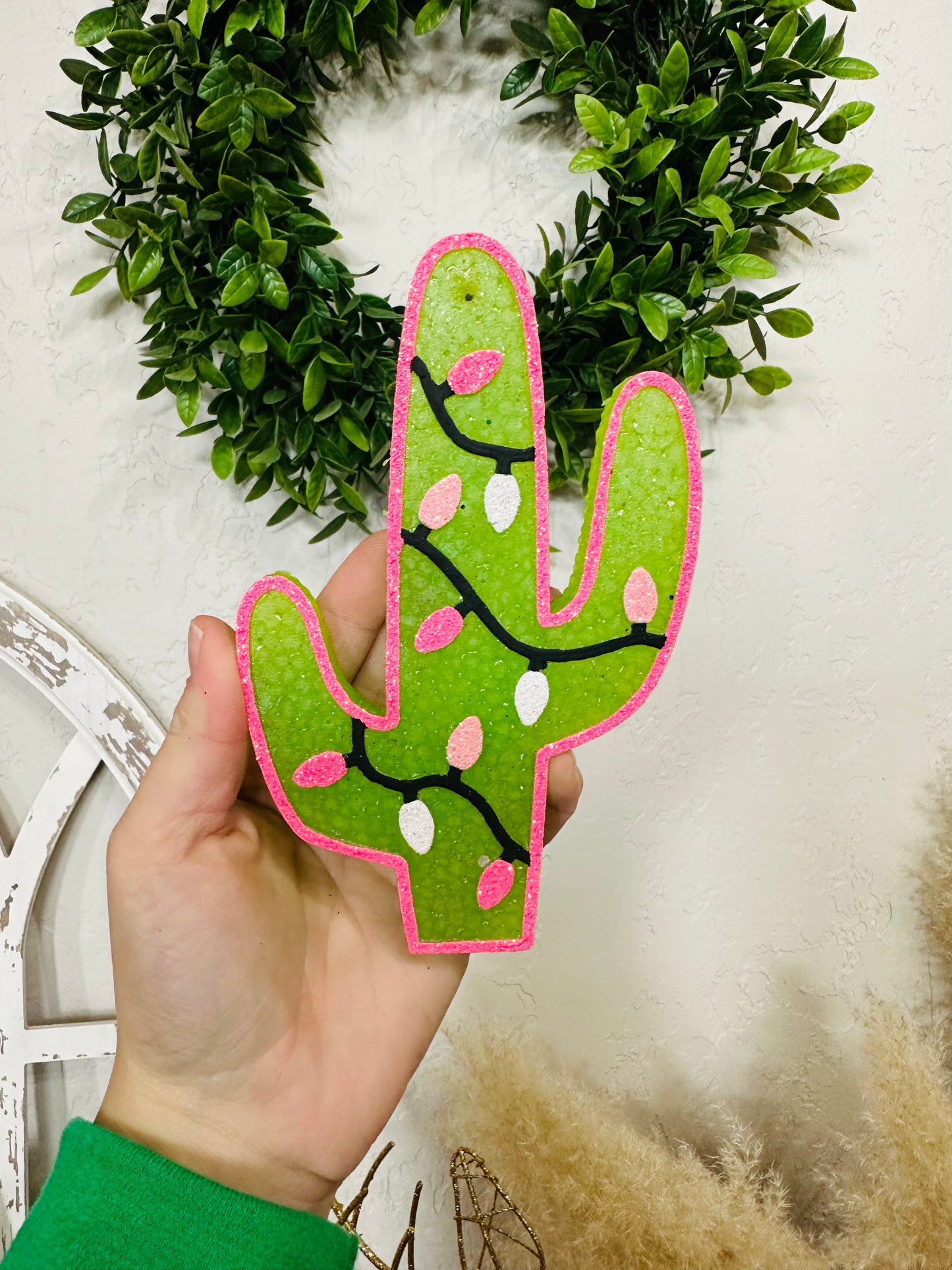 🌵LARGE Cactus with Christmas Lights pink theme 🌵