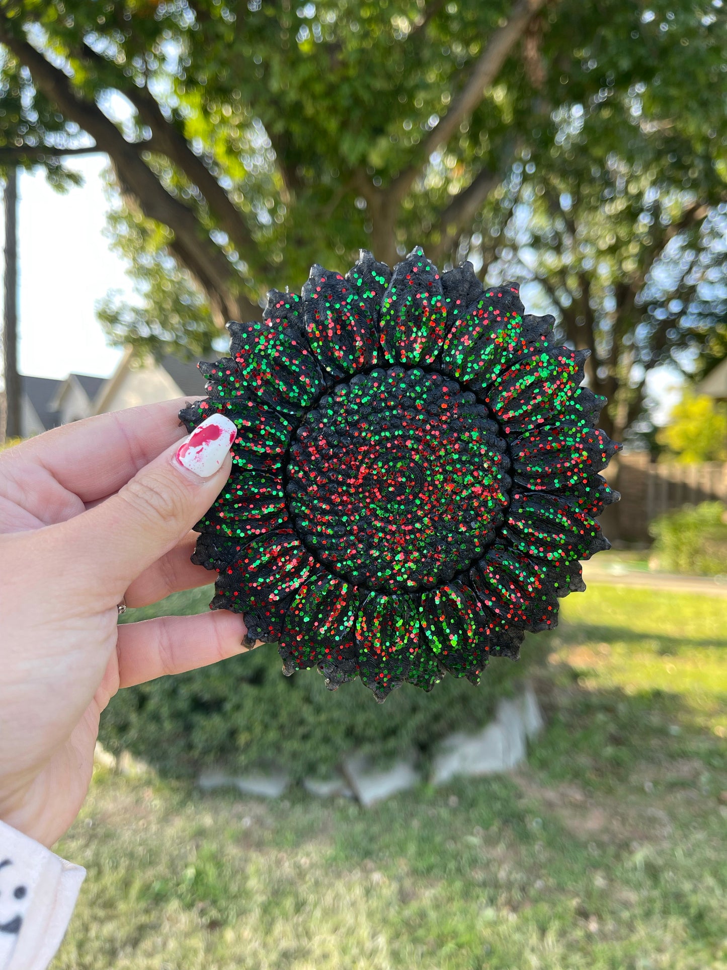 💚Black Christmas Sunflower with glitter❤️