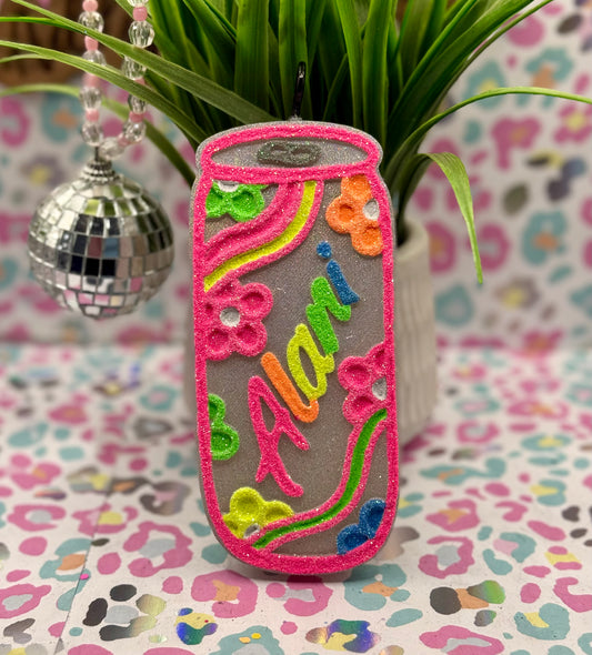 Neon Alani w/ Flowers silver background