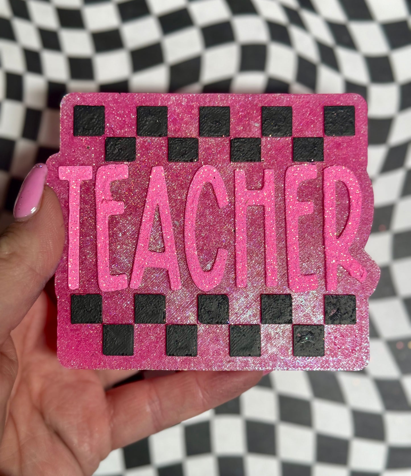 Pink Checkered Teacher