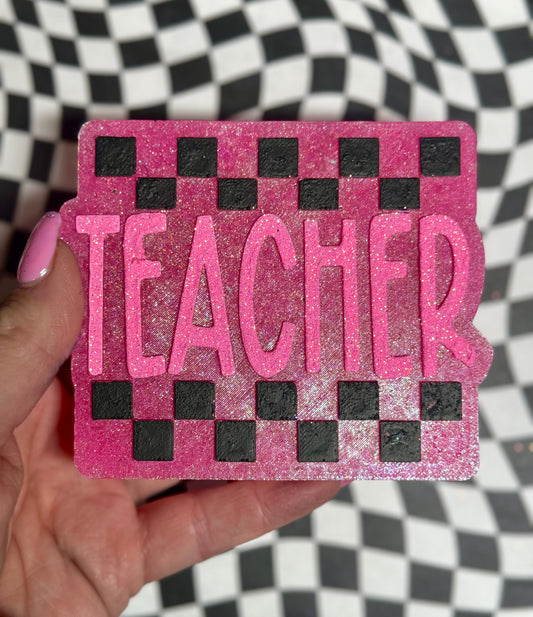 Pink Checkered Teacher