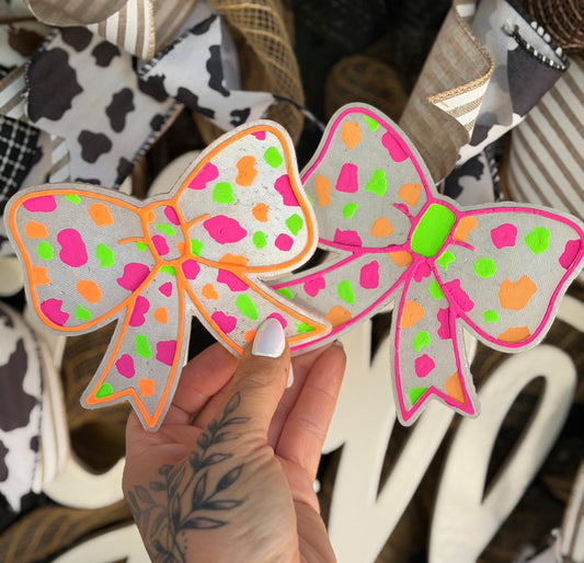 Neon Cow Print Bows