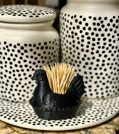Hen on nest toothpick holder
