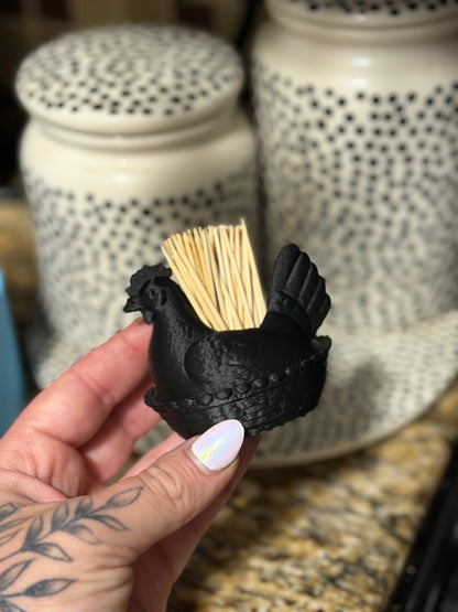 Hen on nest toothpick holder