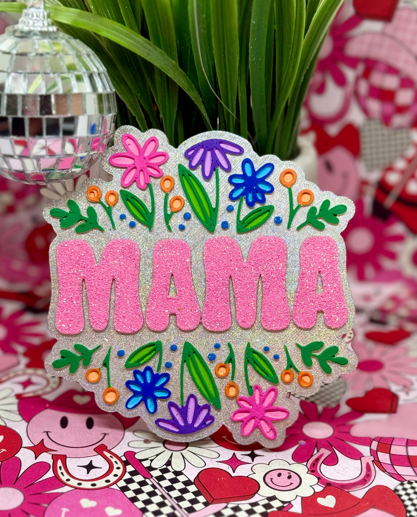 Mama with Flowers (Holographic Silver)