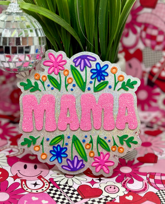 Mama with Flowers (Holographic Silver)