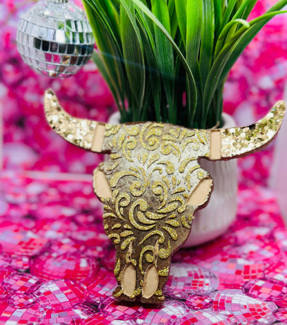 Tooled Bull Skull