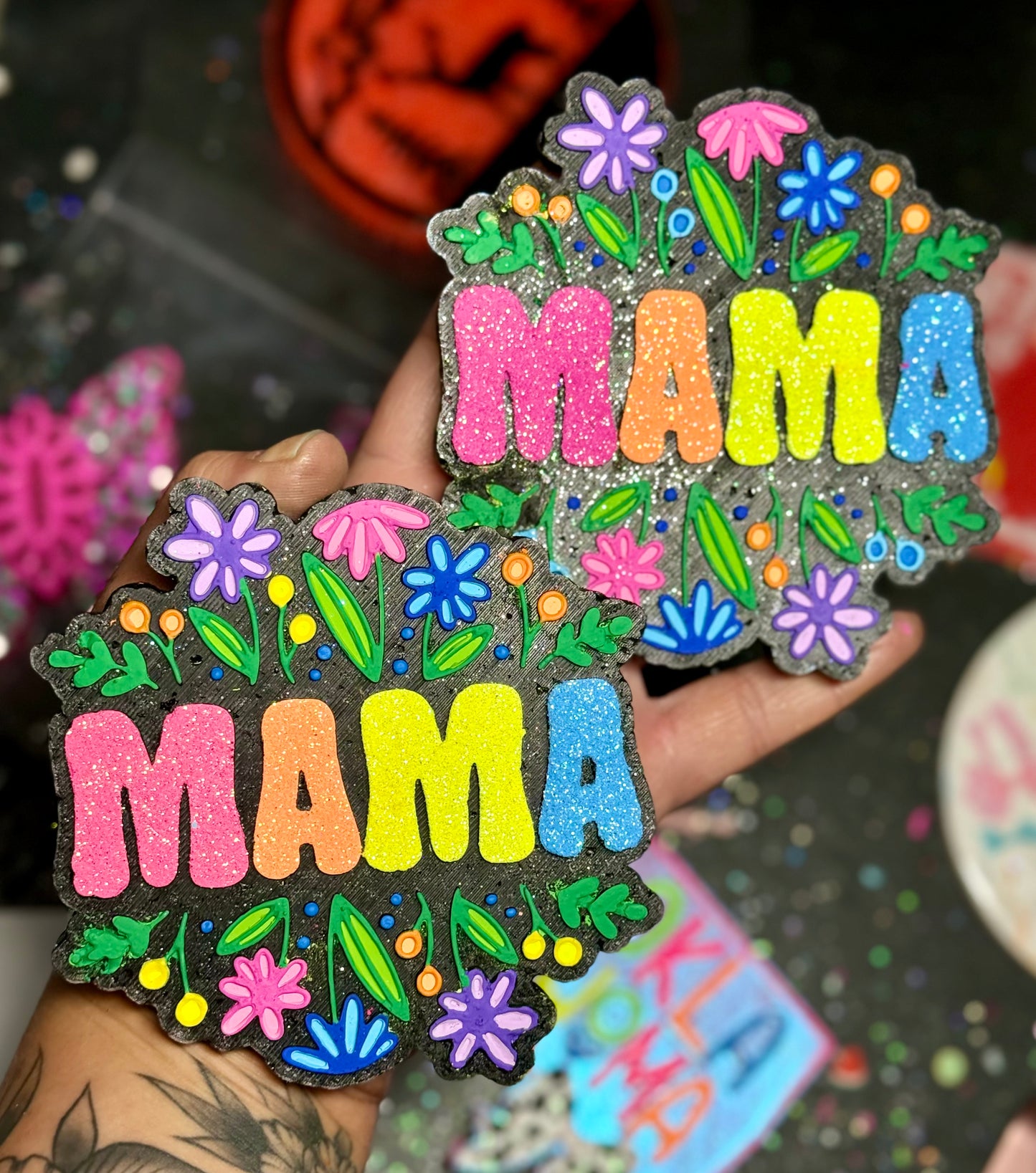 Mama with Flowers (Black)