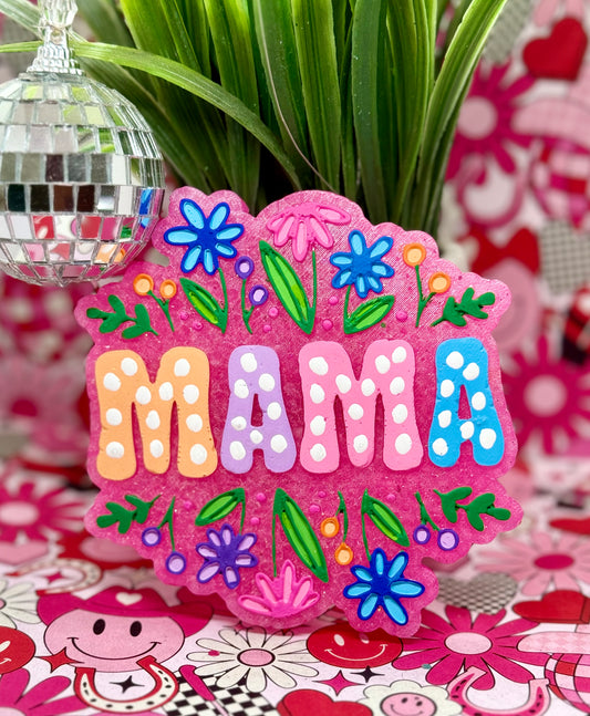 Mama with Flowers (Pink w/white dots)