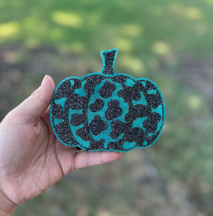 Teal Holographic Cow Print Pumpkin