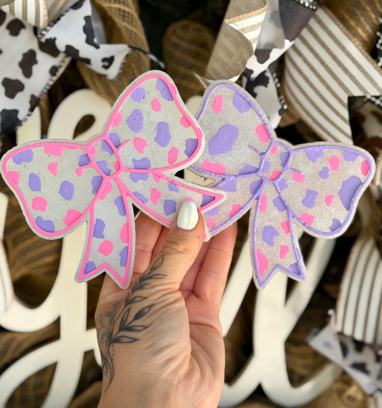 Pastel Cow Print Bows