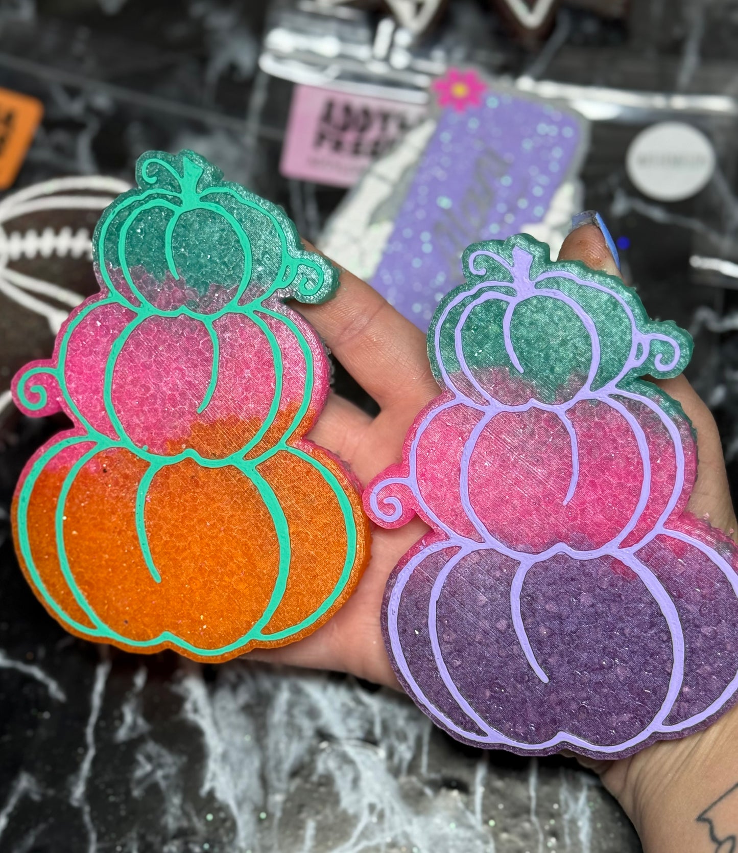 Colorful Stacked Pumpkins