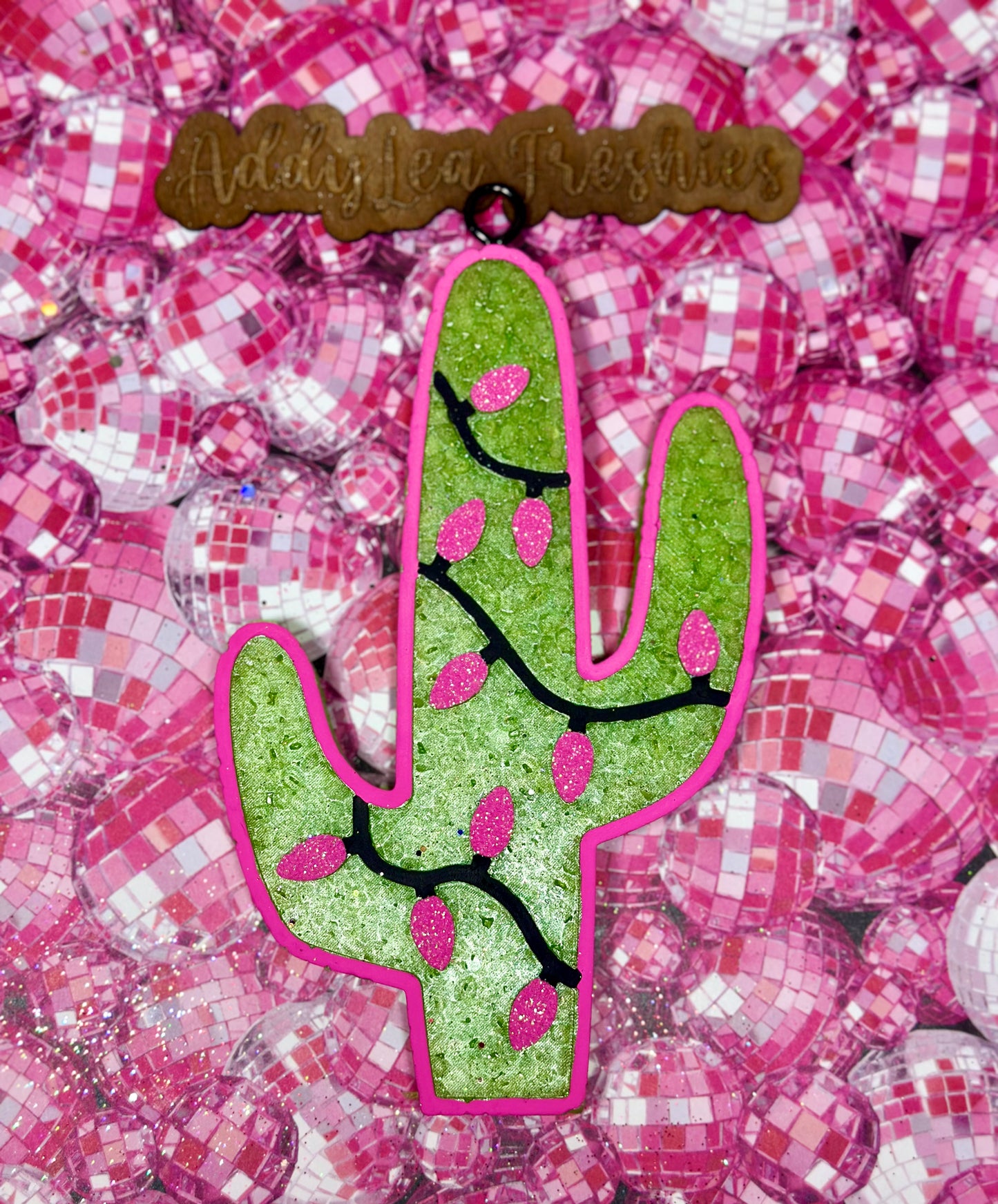 🌵LARGE Cactus with Christmas Lights pink theme #2🌵