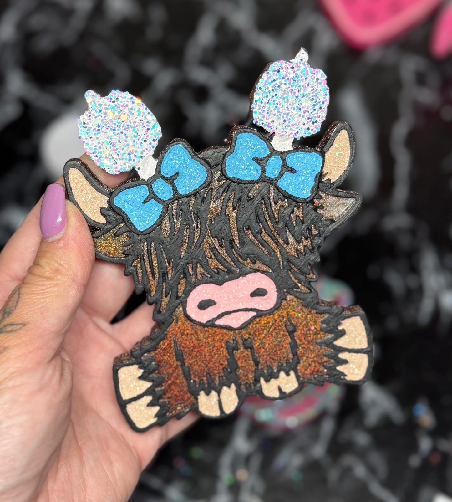 LHighland Cow w/Pumpkin Headband