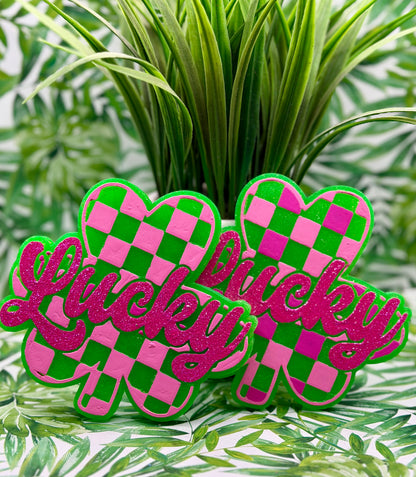 Pink Checkered Lucky Shamrock