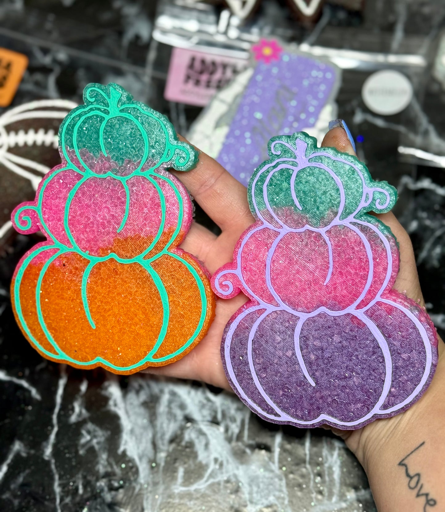 Colorful Stacked Pumpkins