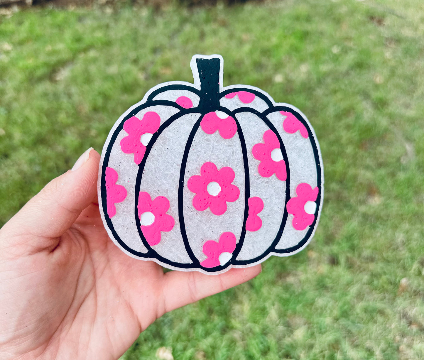 Floral Pumpkin Neon Pink Flowers