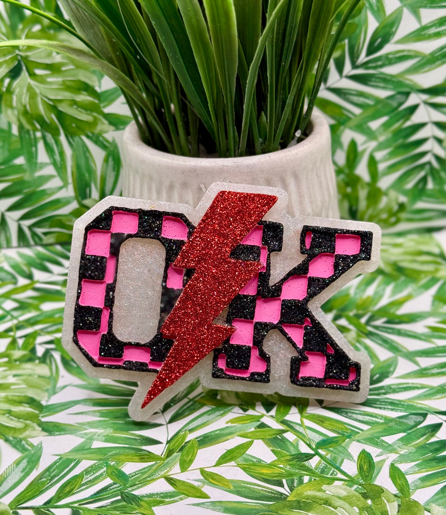 Checkered Oklahoma with Lightning Bolt