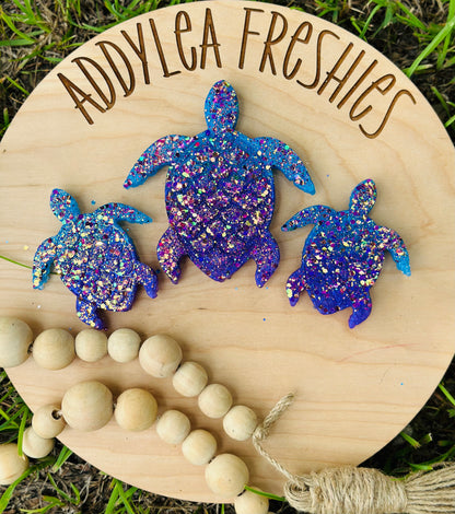 Turtle Freshies WITH vent clips (set) can be any color and glitter