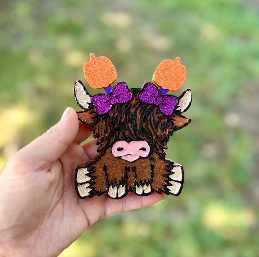 Highland Cow w/Pumpkin Headband