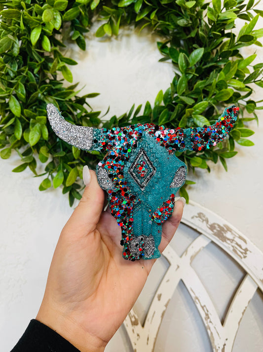 Rodeo Queen Aztec Bull Skull Turquoise