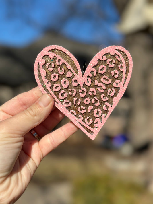 Brown and Pink Leopard Heart