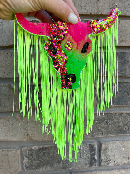 Watermelon Bling Aztec Bull Skull