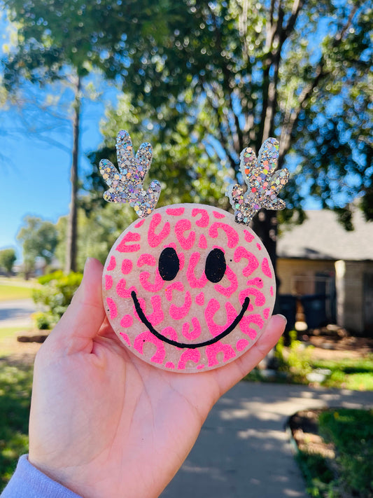 💗Pink Leopard Reindeer Smiley💗