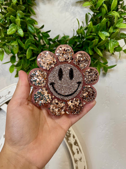 Rose Gold Smiley Face Flower (comes as is)