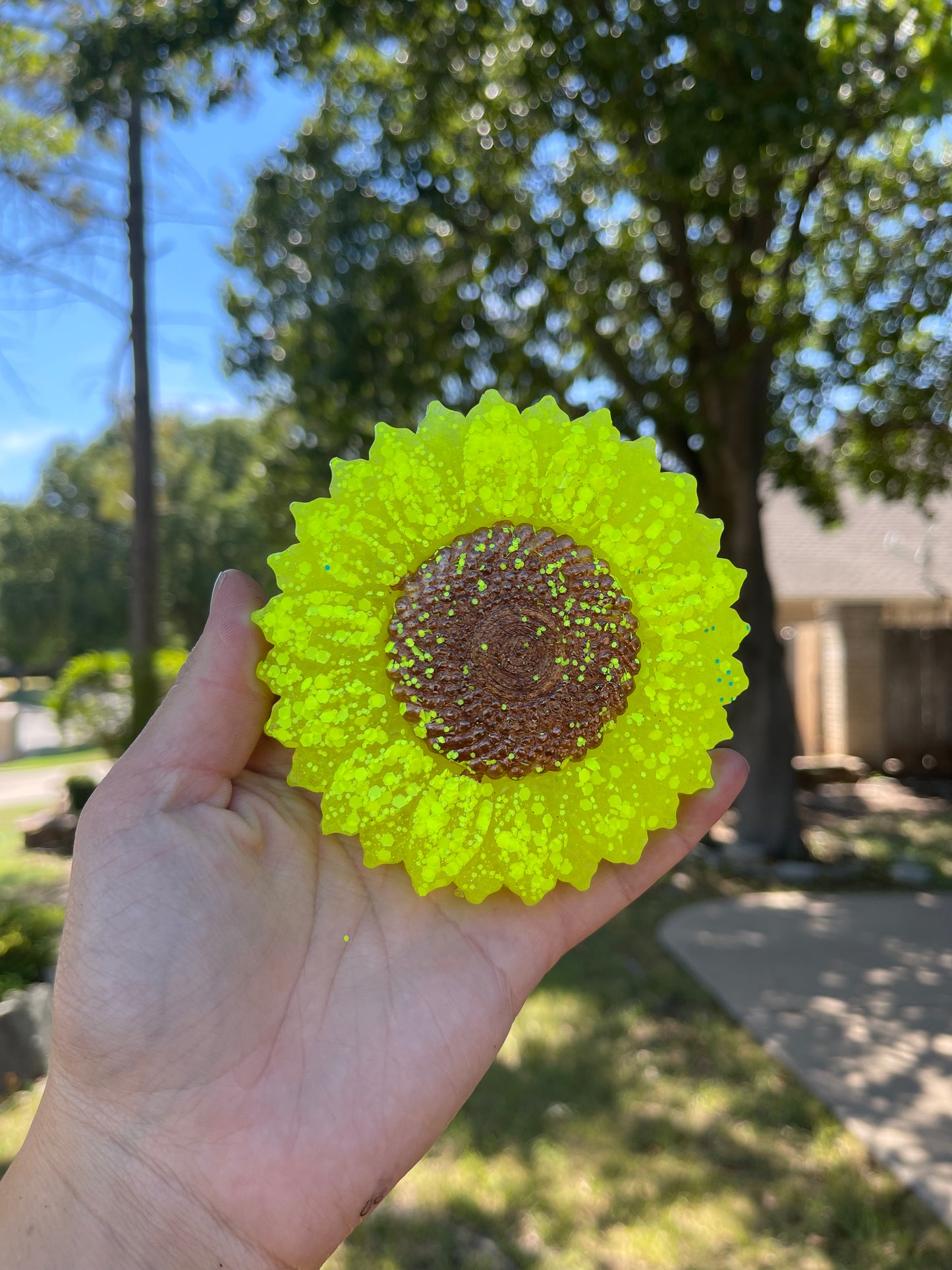 Matte Yellow Glitter Sunflower