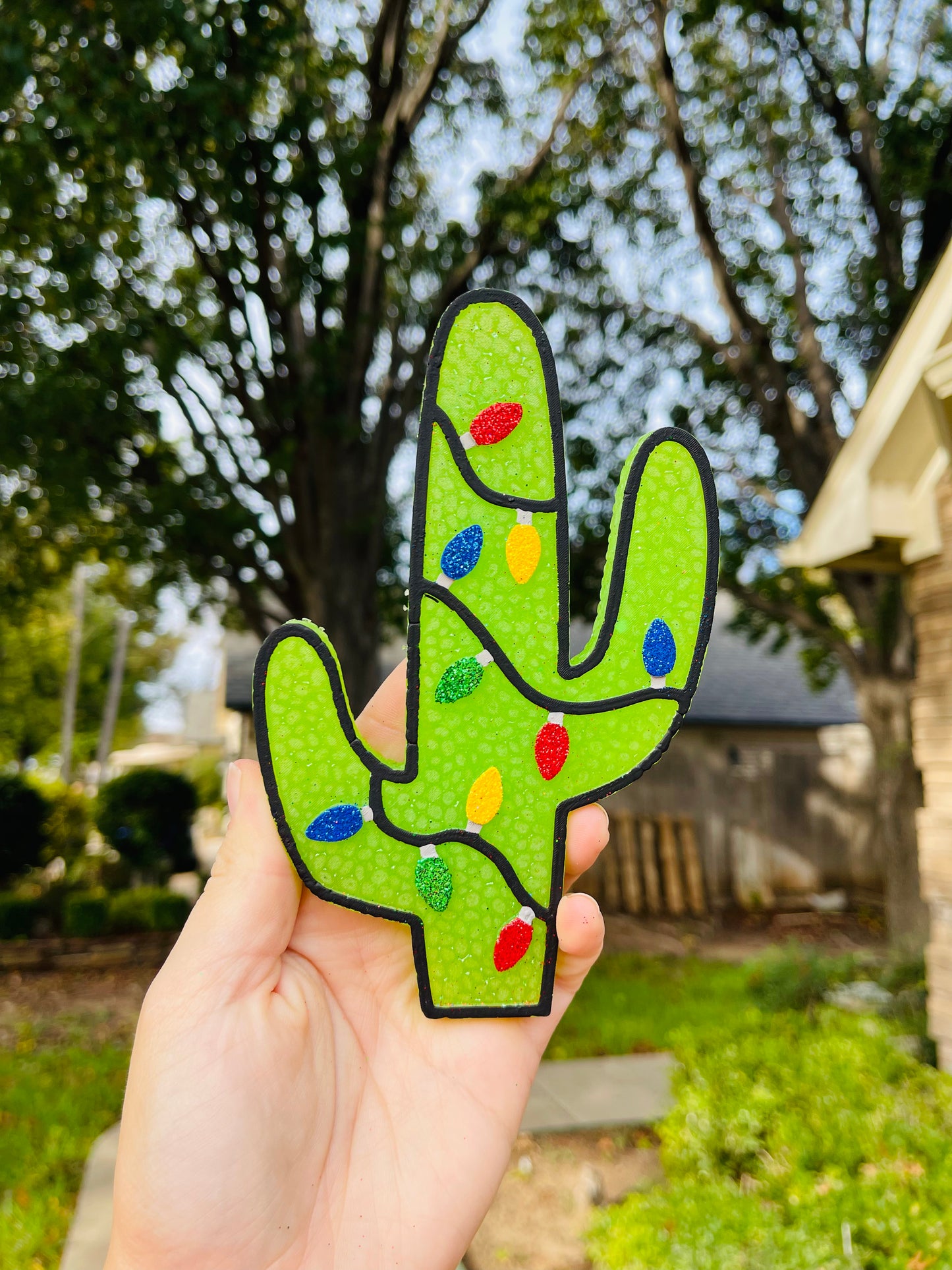 🌵LARGE Cactus with Christmas Lights🌵