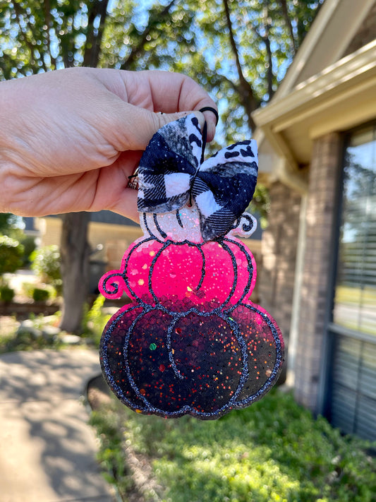 💗🖤Pink Themed Stacked Pumpkins🖤💗(bow not included)