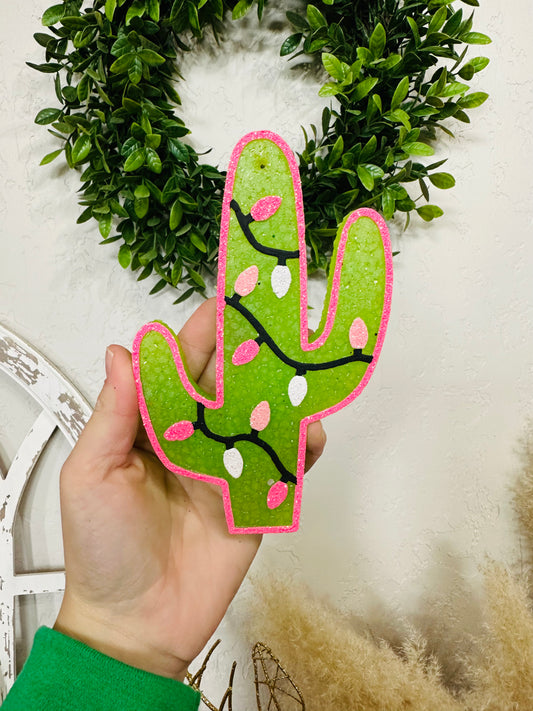 🌵LARGE Cactus with Christmas Lights pink theme 🌵